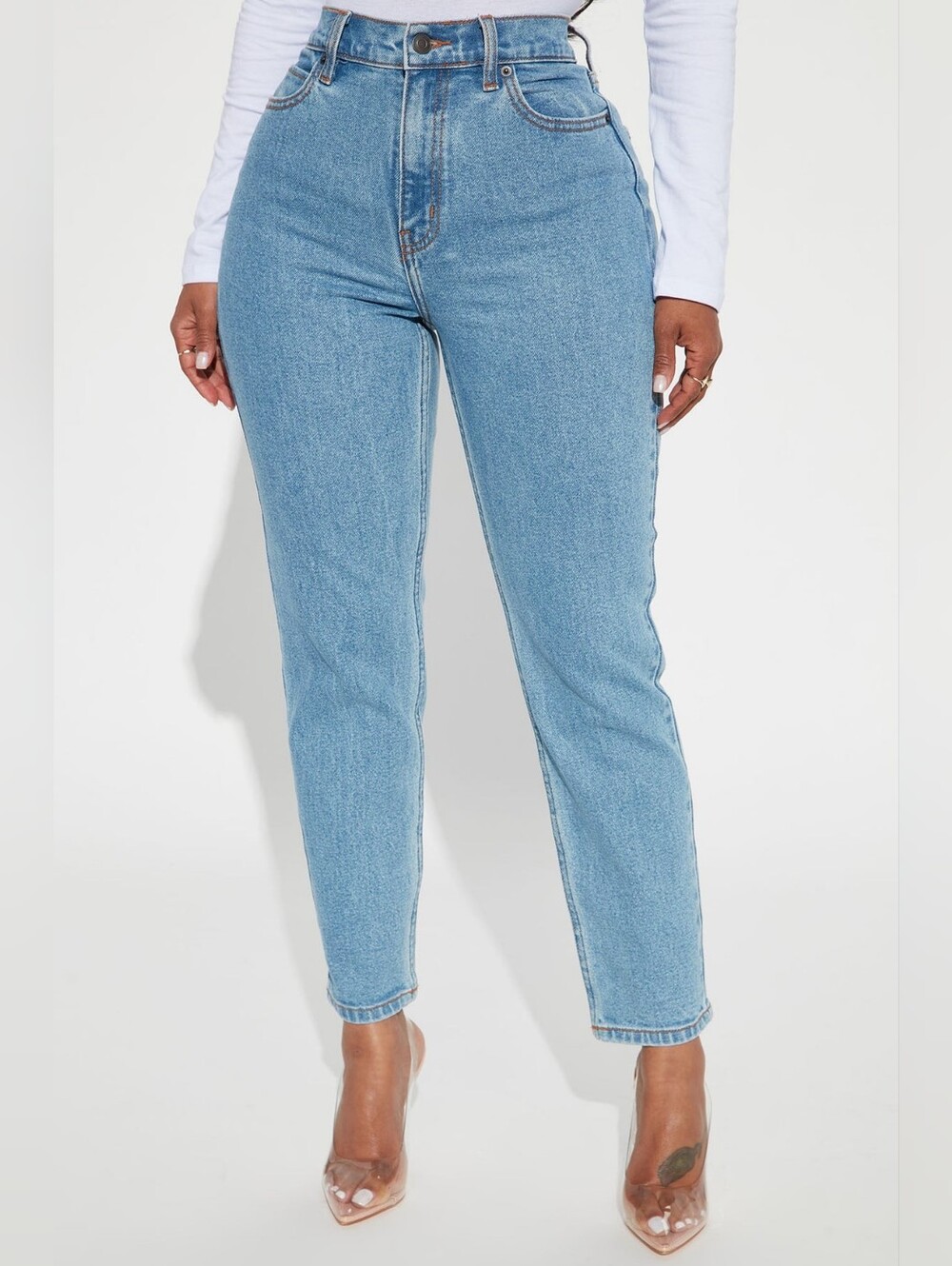 Fashion Nova Light Blue High-Rise Straight Jeans